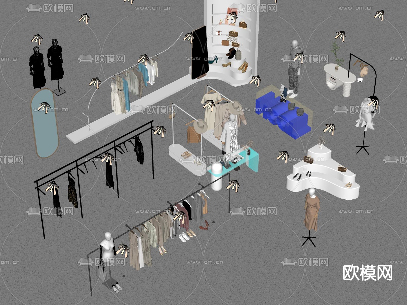 服装店展架 展台su模型