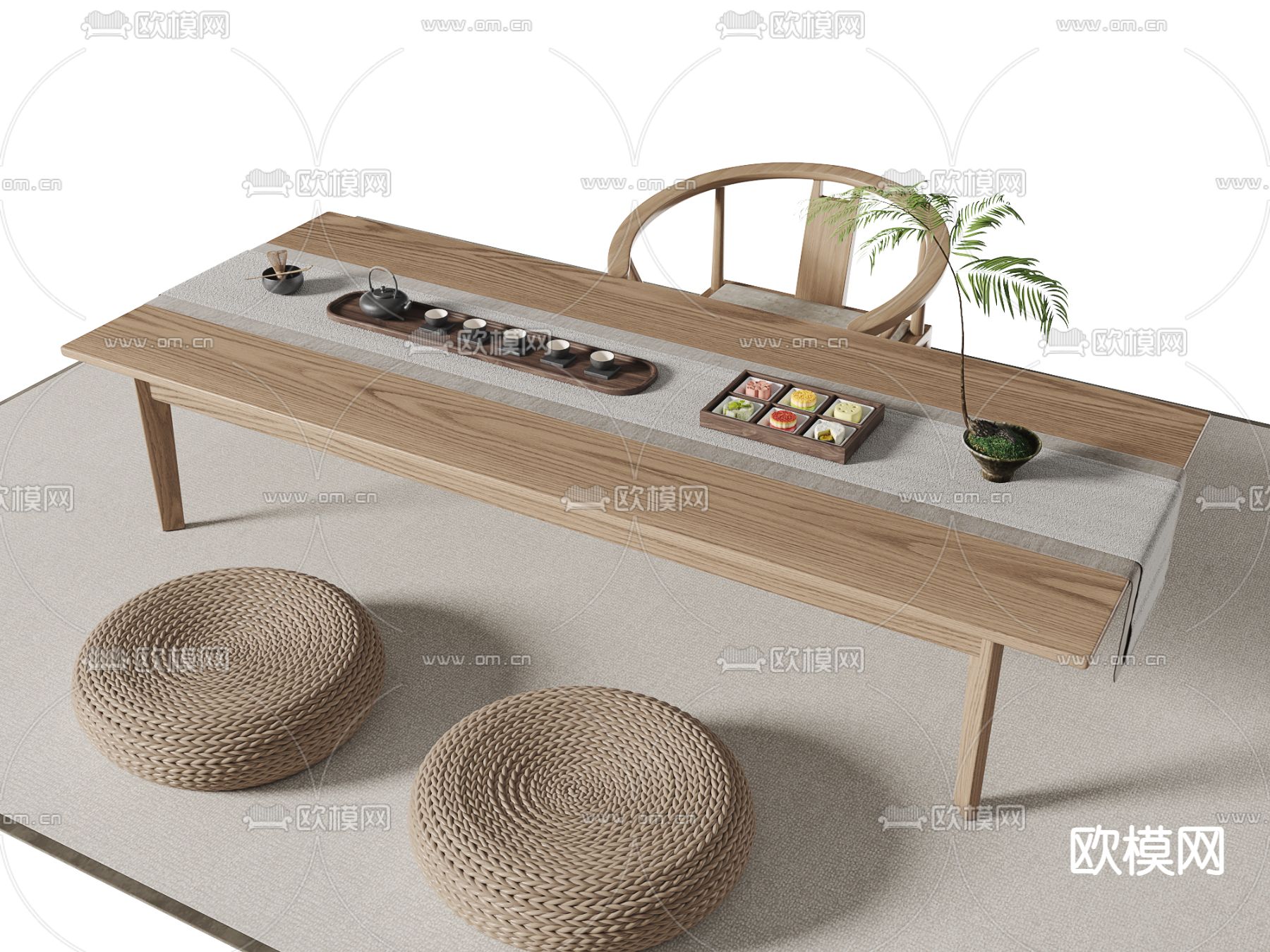 榻榻米茶桌 茶台3d模型下载