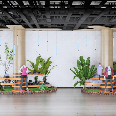 鞋子展台 展柜su模型