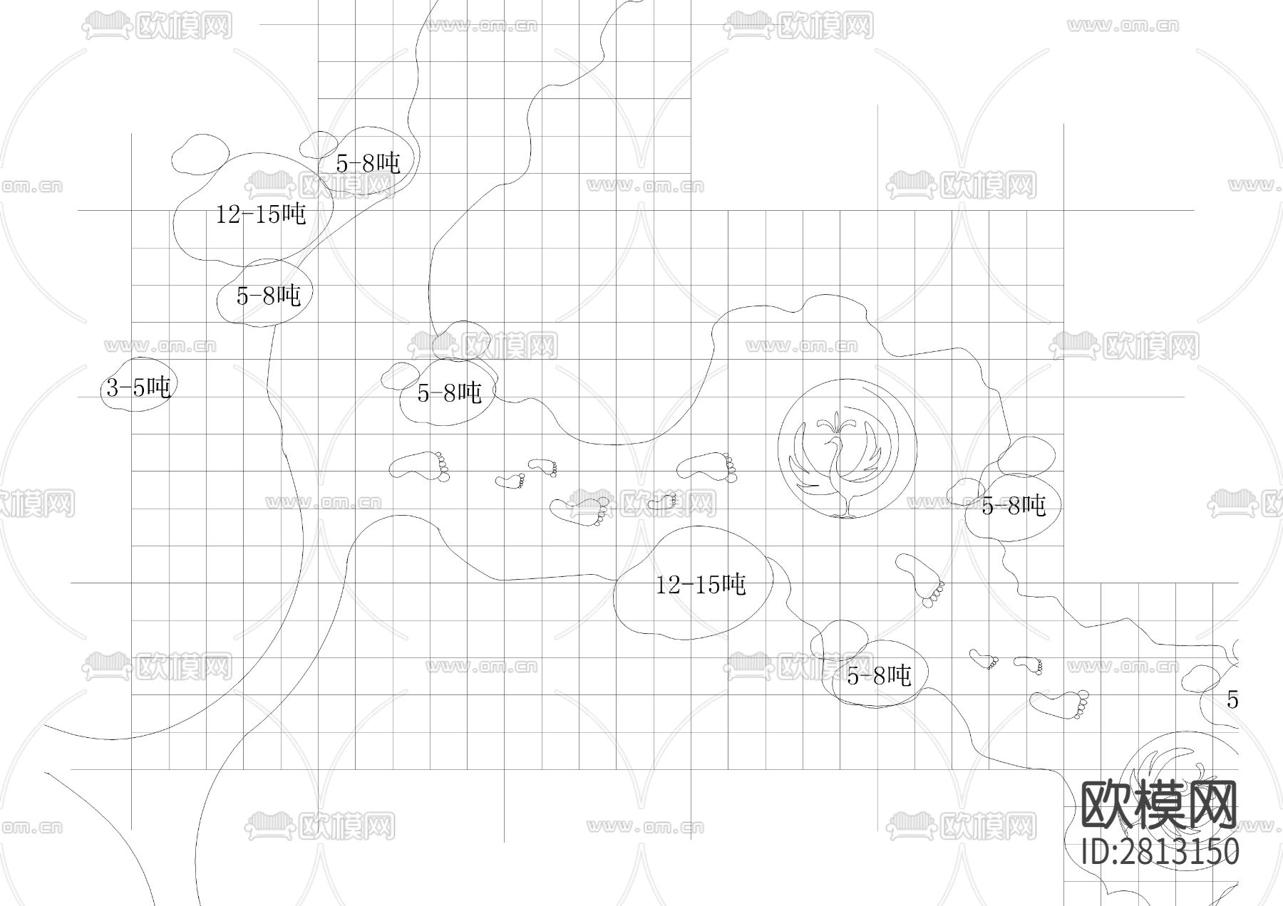 卵石健身广场cad大样详图下载（渲染图7）