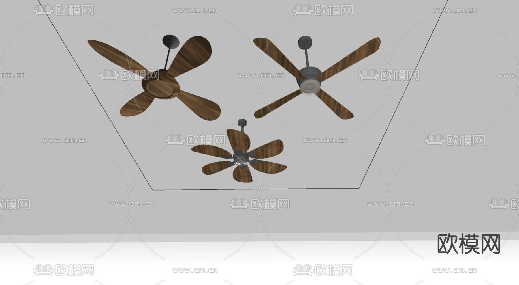 北欧吊灯电风扇su模型下载（渲染图2）