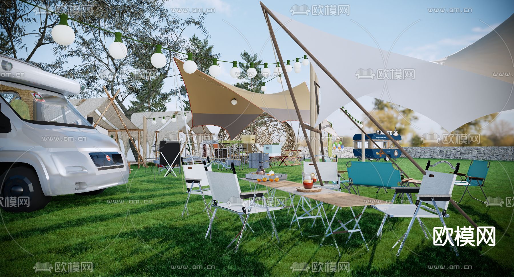 露营景观公园su模型