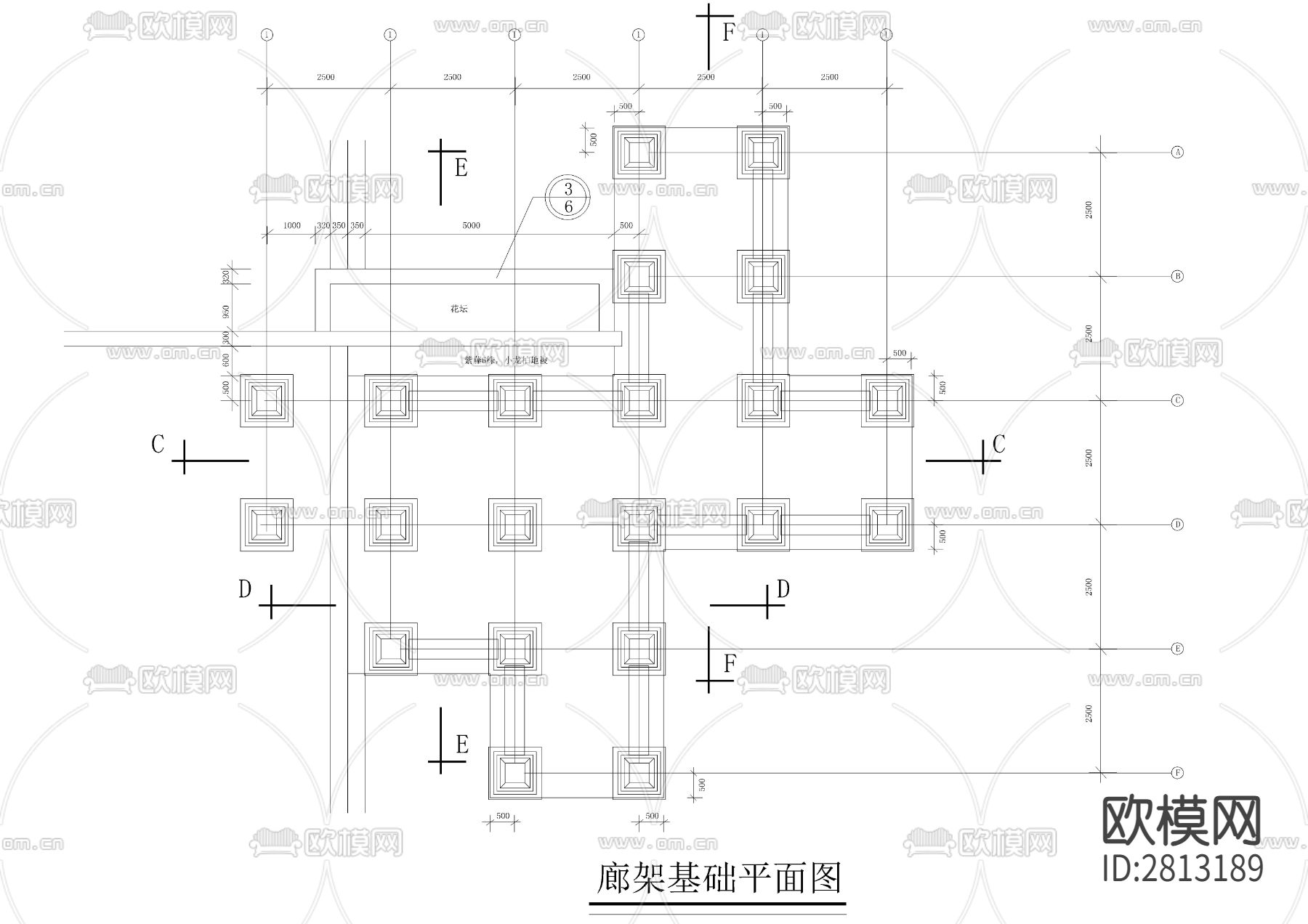 不规则廊架cad大详图下载（渲染图2）