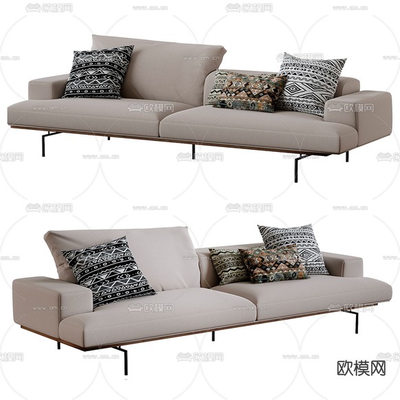LIVING DIVANI 双人沙发3d模型下载(渲染图1)
