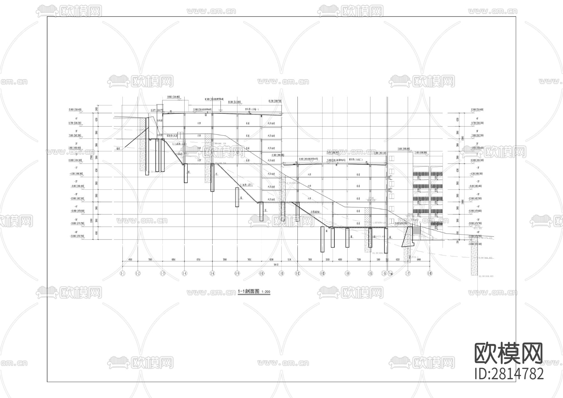 水井湾停车库工程cad施工图下载（渲染图1）