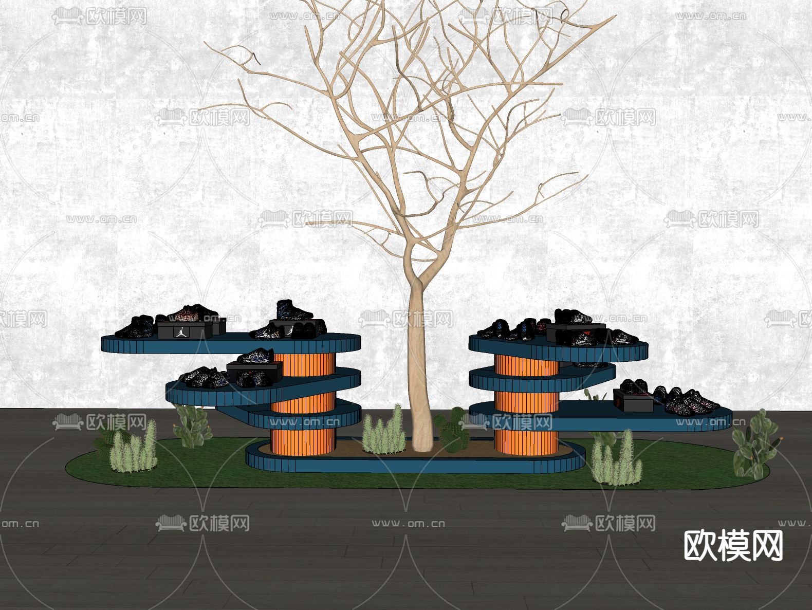球鞋展台 货架su模型