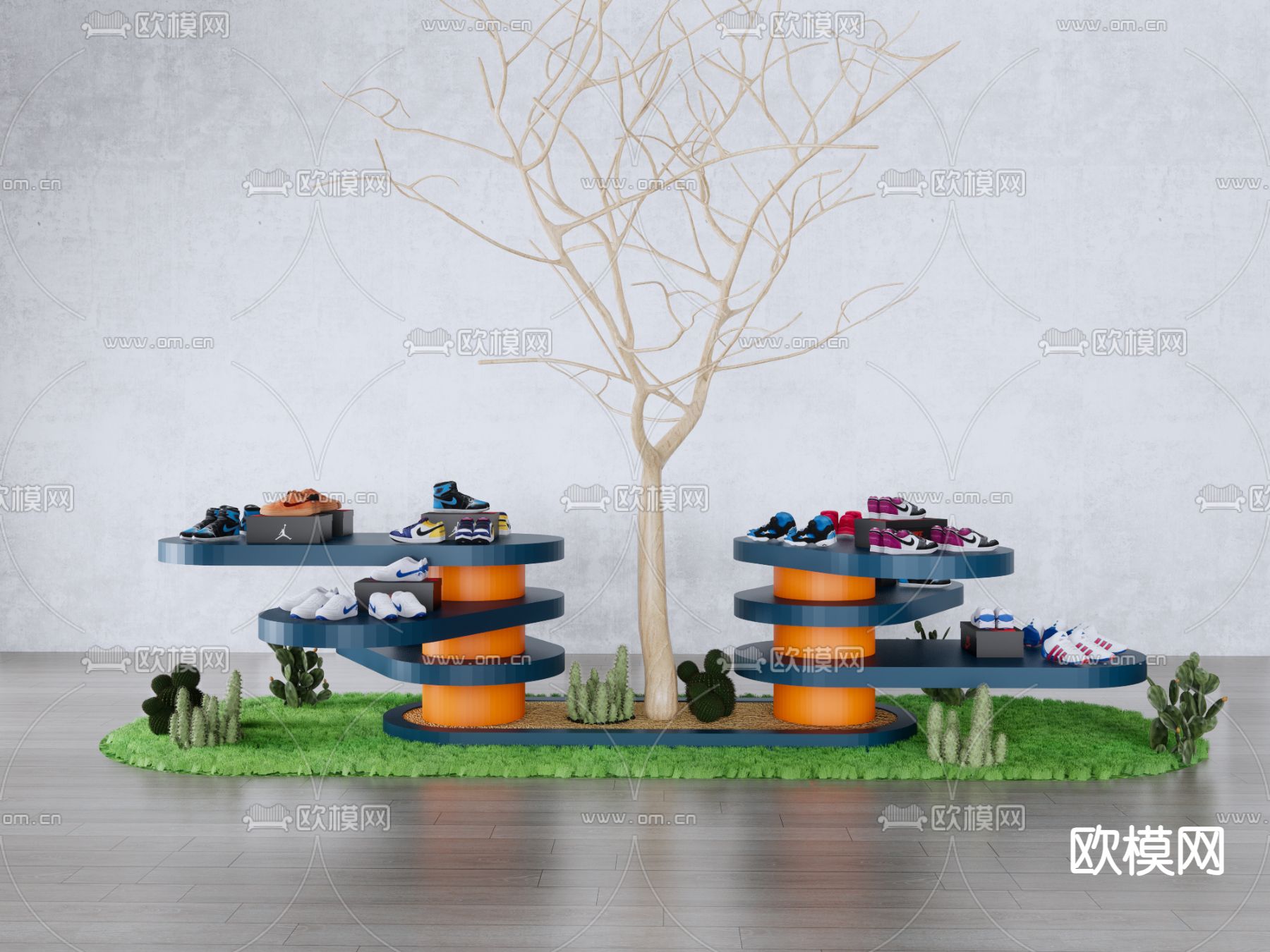 球鞋展台 货架su模型