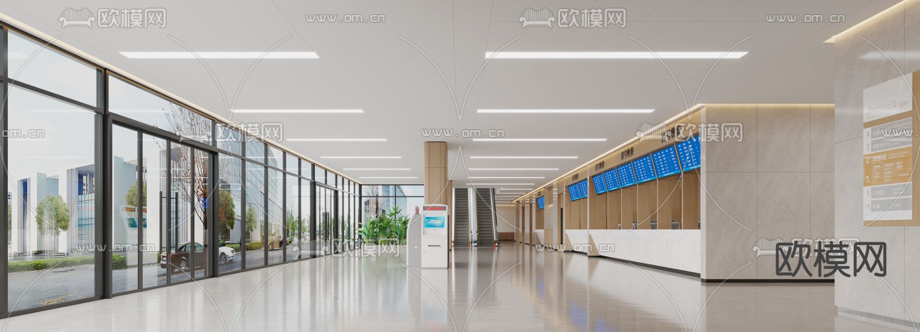 医院大厅 过道3d模型下载（渲染图1）