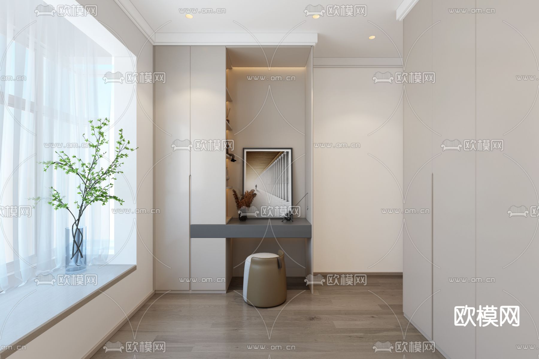 现代衣帽间免费3d模型下载（渲染图1）