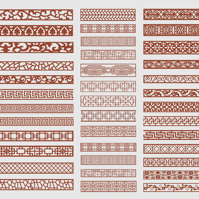  中式雕花 窗花su模型 