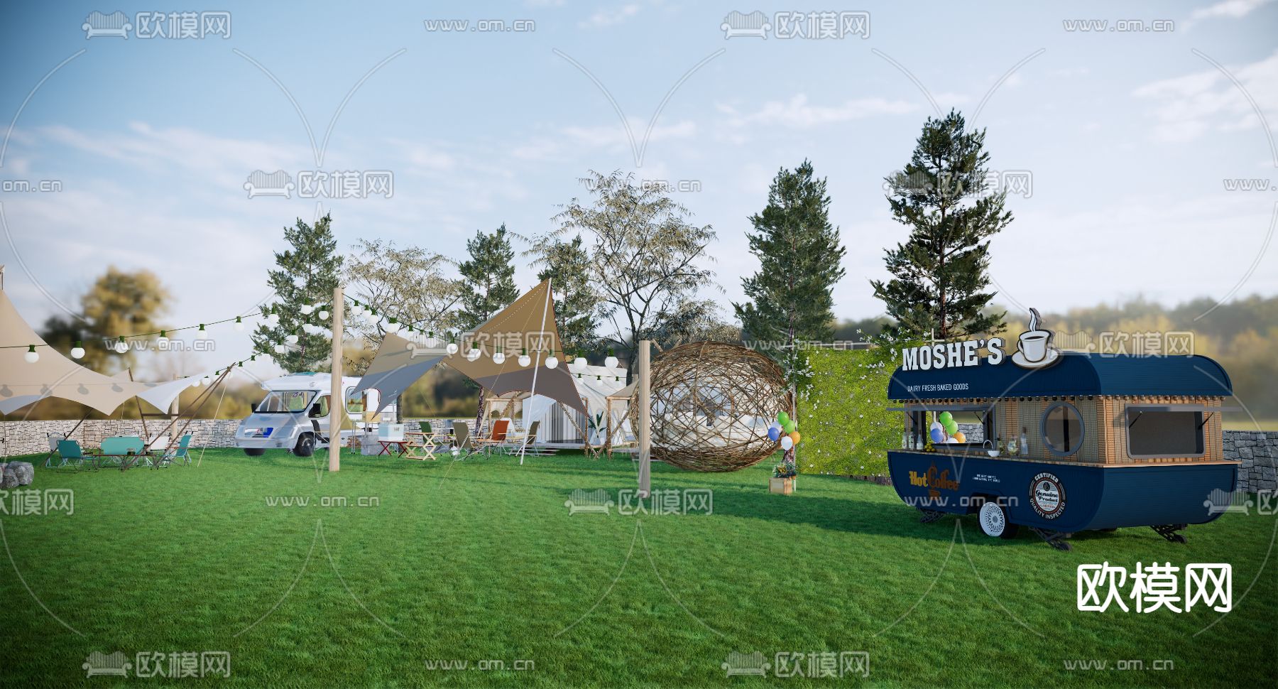 露营景观公园su模型