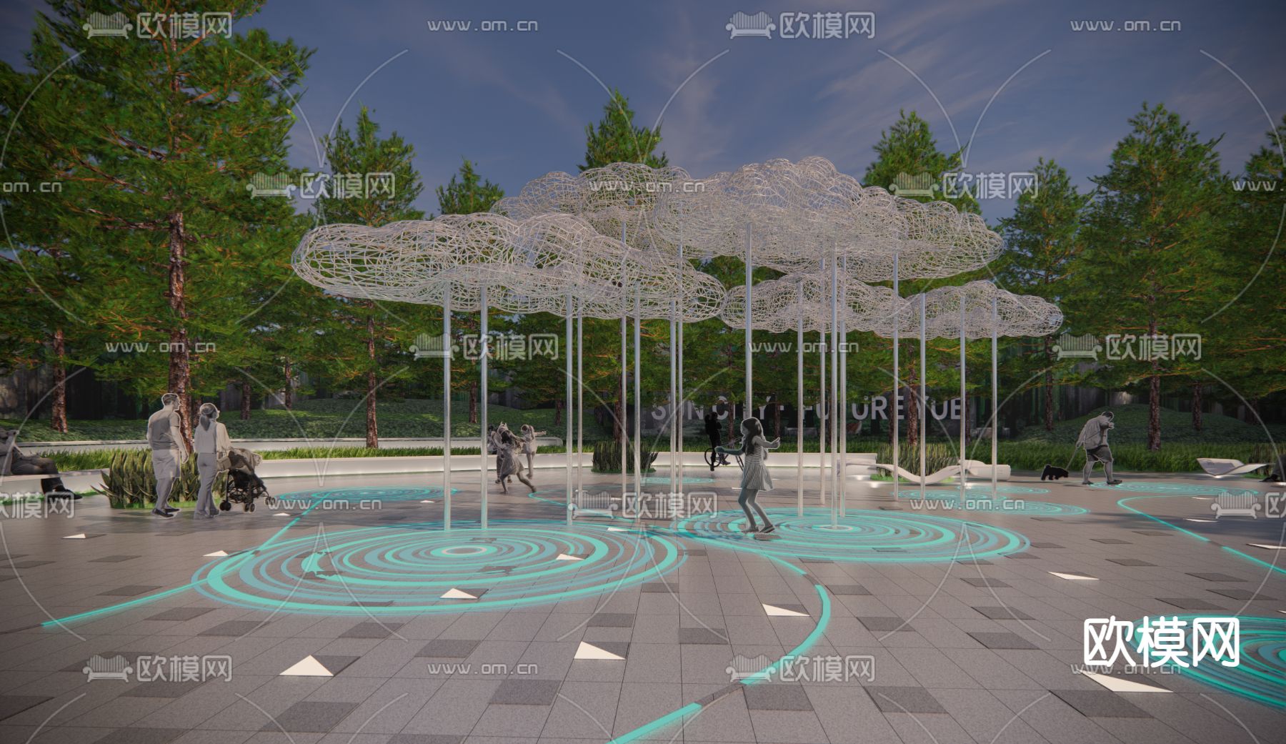 商业广场 艺术雕塑su模型