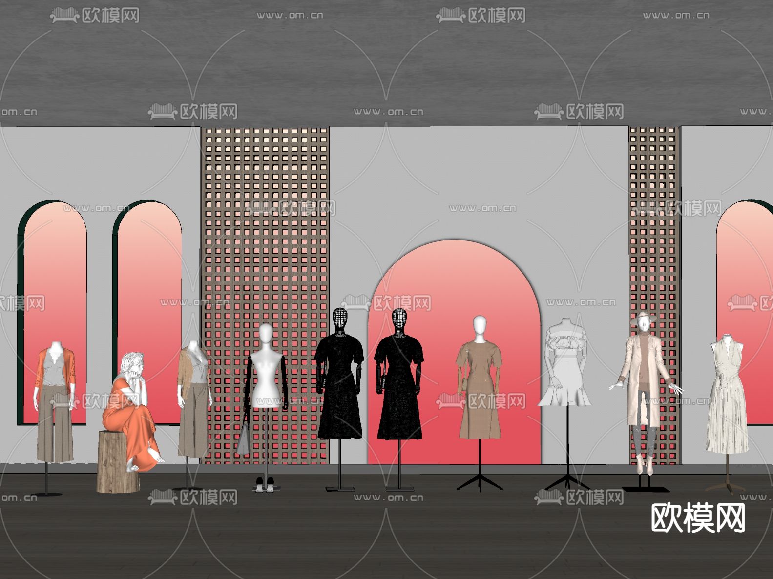 服装店模特 展陈模特特su模型