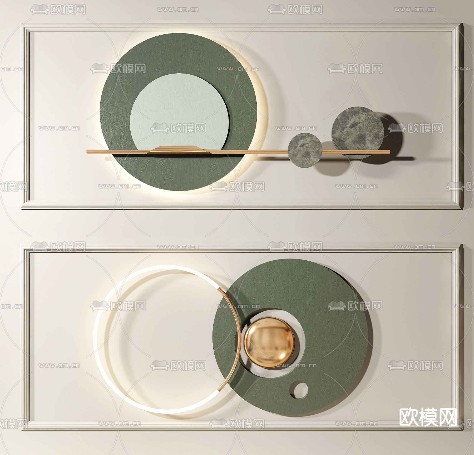 轻奢墙饰挂件su模型下载（渲染图1）