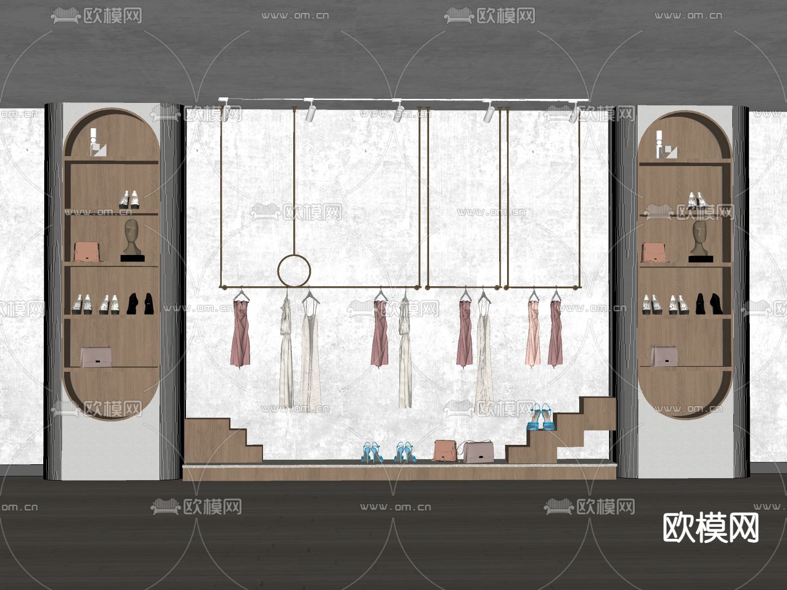 服装展墙 展柜su模型