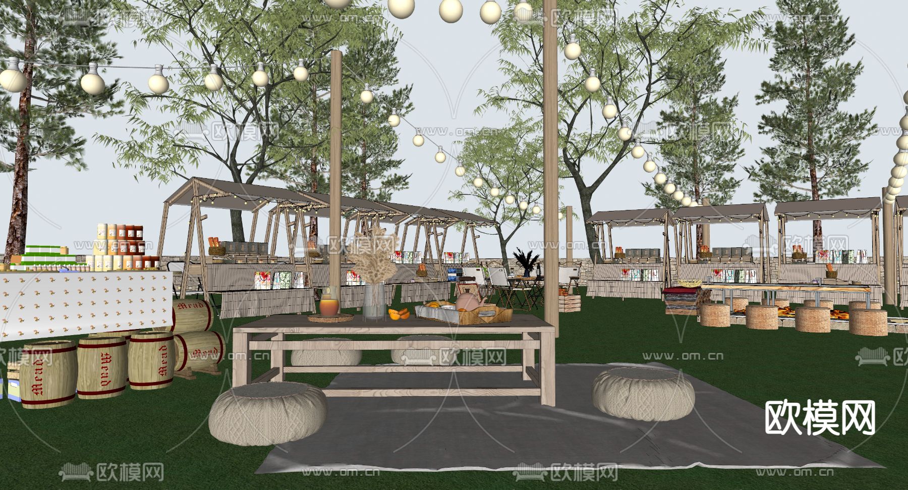 现代商业街su模型