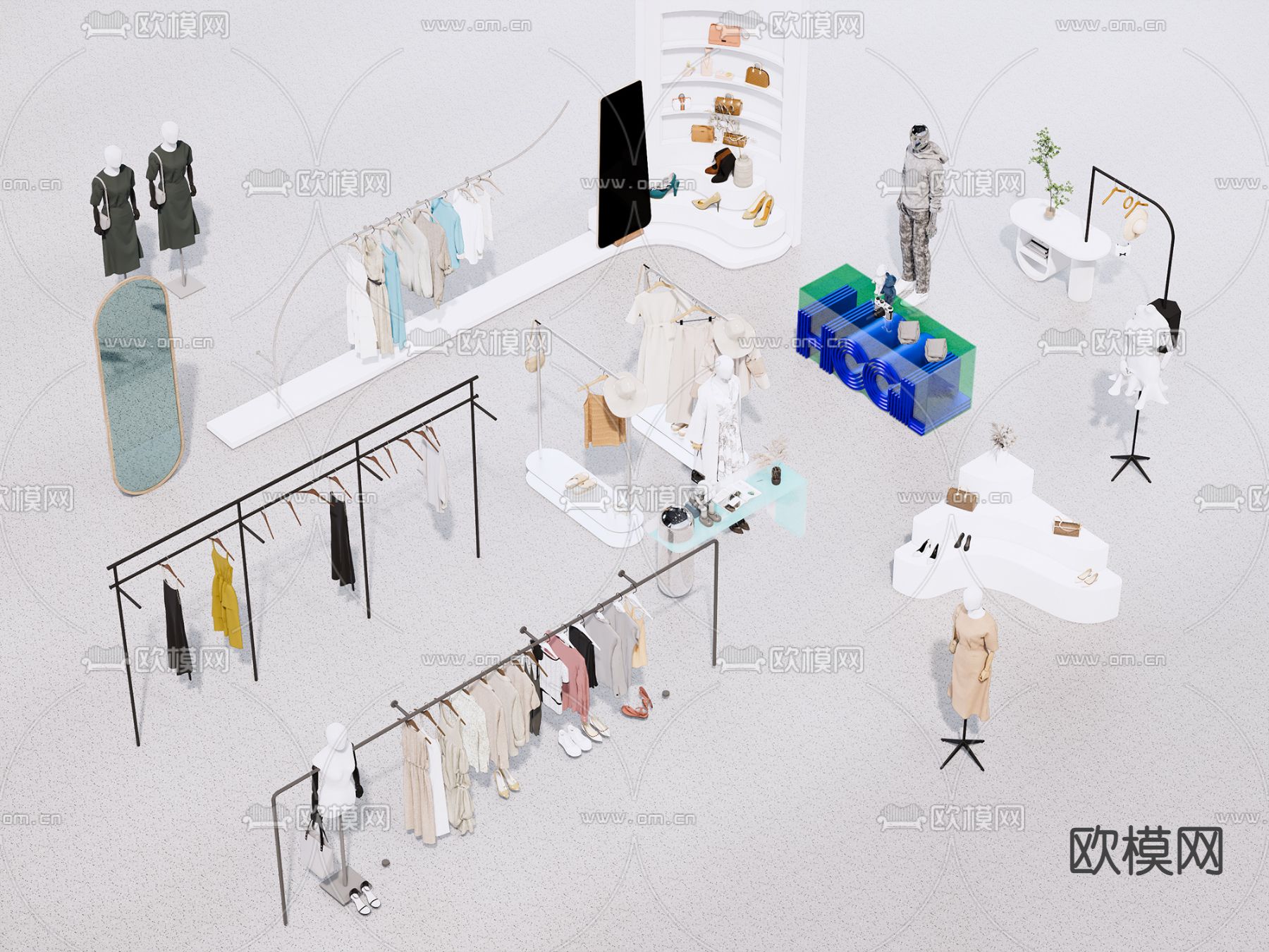 服装店展架 展台su模型