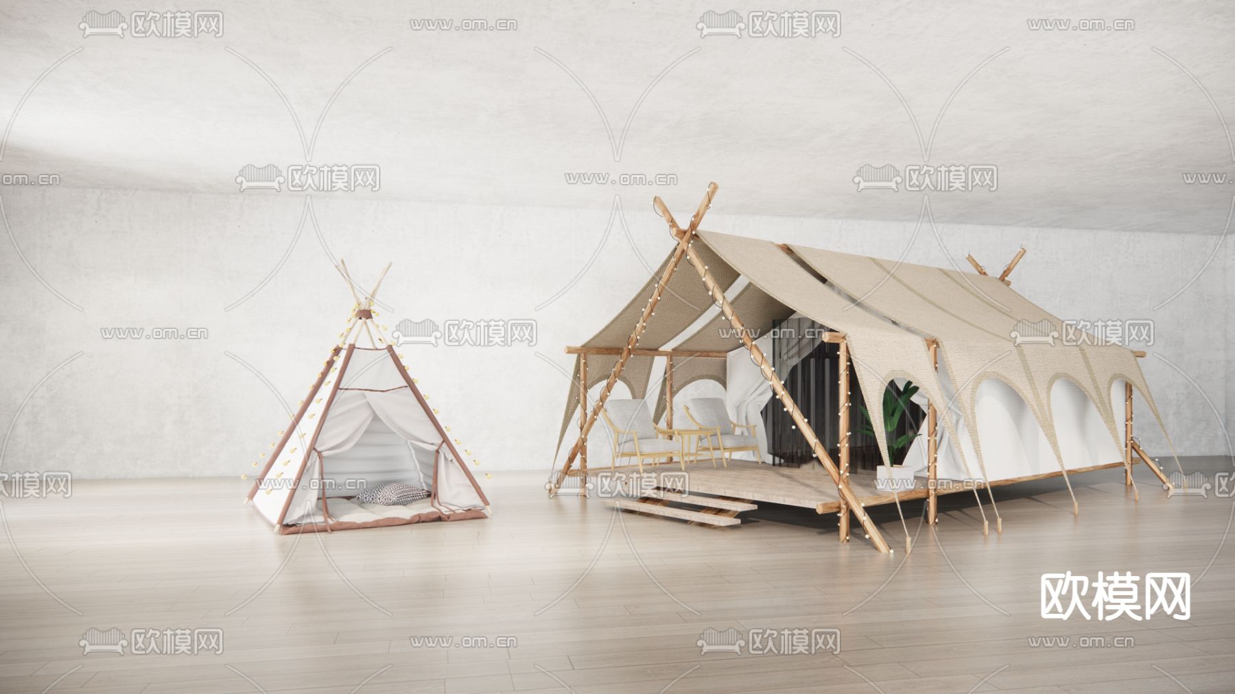 户外露营帐篷su模型