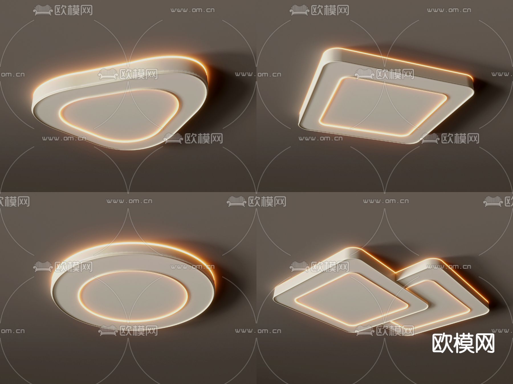 现代吸顶灯su模型下载（渲染图1）