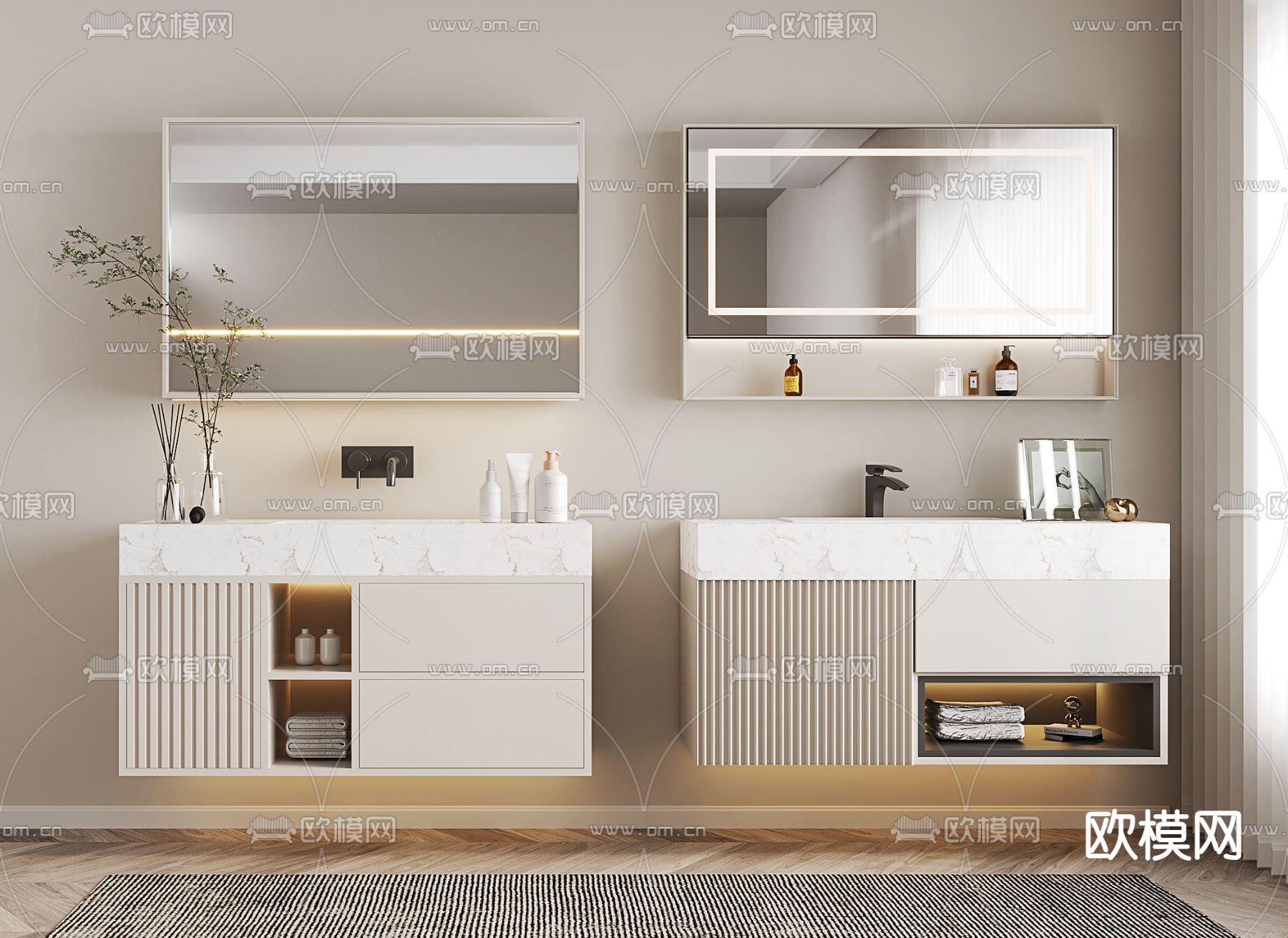 浴室柜 洗手台3d模型下载