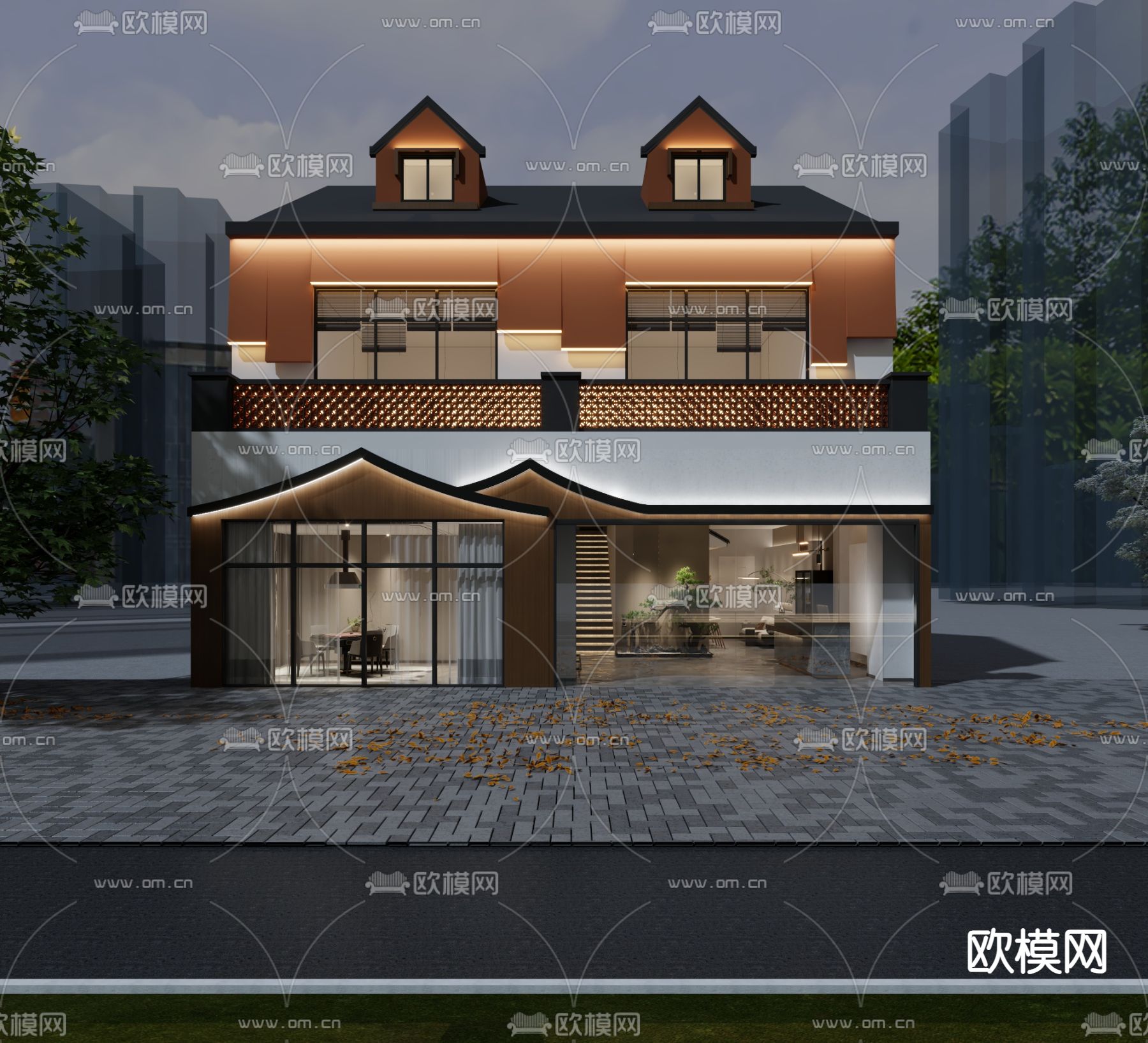 别墅外观3d模型下载_ID14247359_3dmax免费模型-欧模网