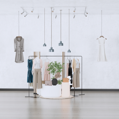 现代服装店 挂衣区su模型