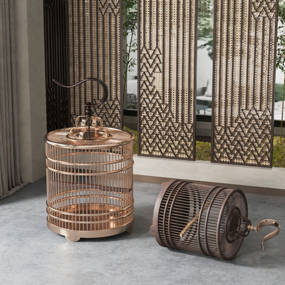  新中式鸟笼su模型 