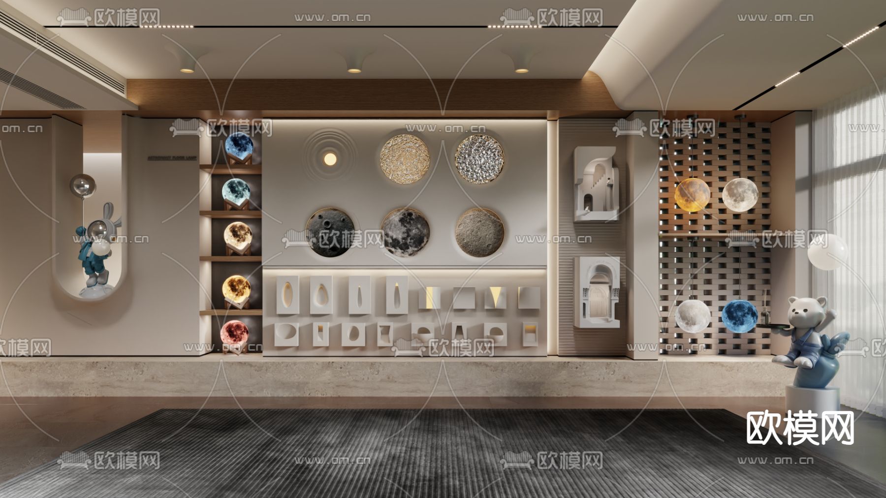 嵌入式壁灯 月球灯 吊灯3d模型下载