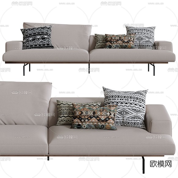 LIVING DIVANI 双人沙发3d模型下载(渲染图2)