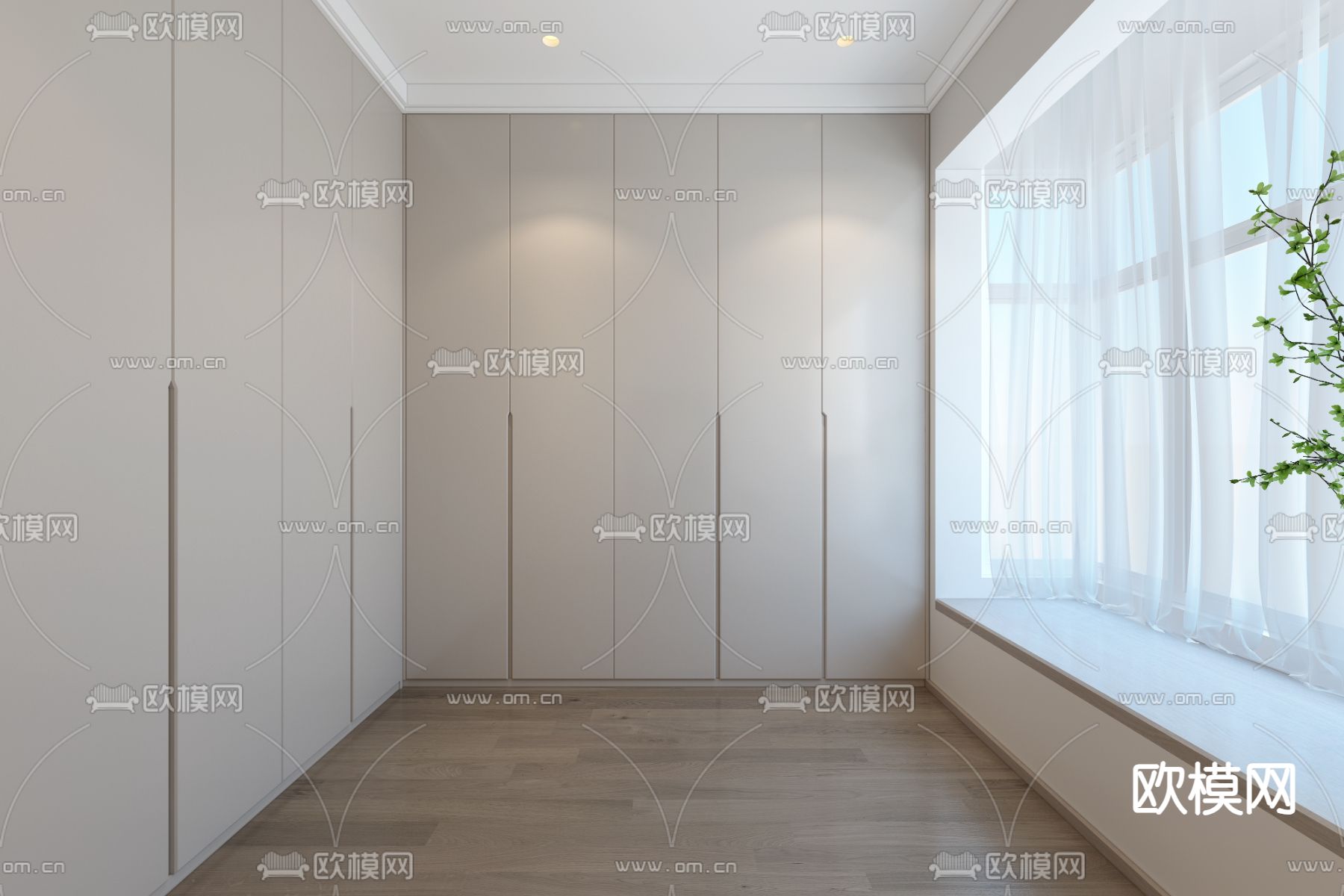 现代衣帽间免费3d模型下载（渲染图2）