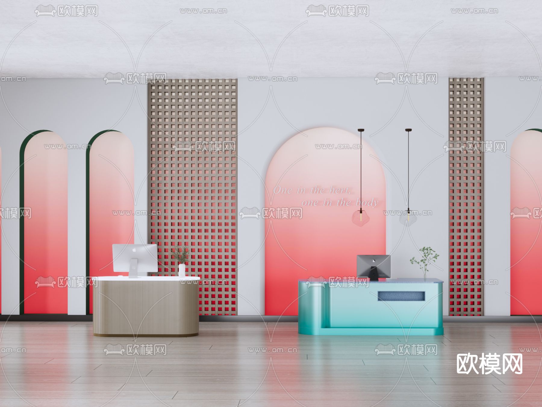 现代收银台 前台 服务台su模型