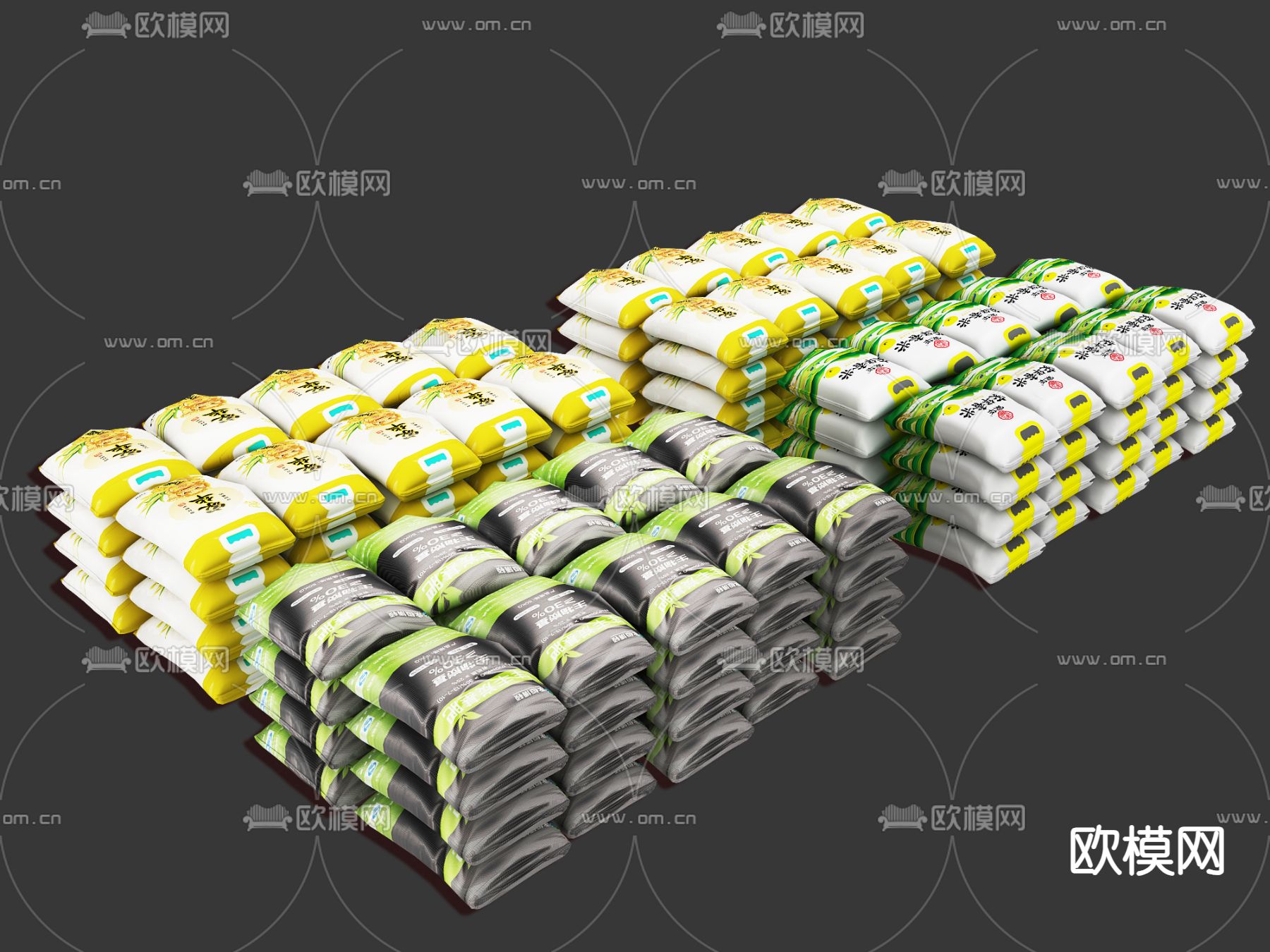食物 大米 袋装su模型下载（渲染图1）