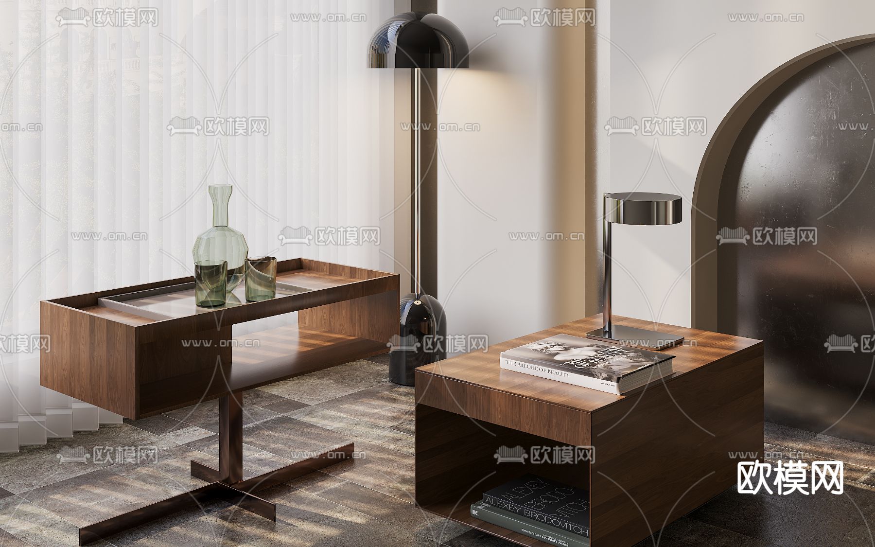 中古床头柜3d模型下载