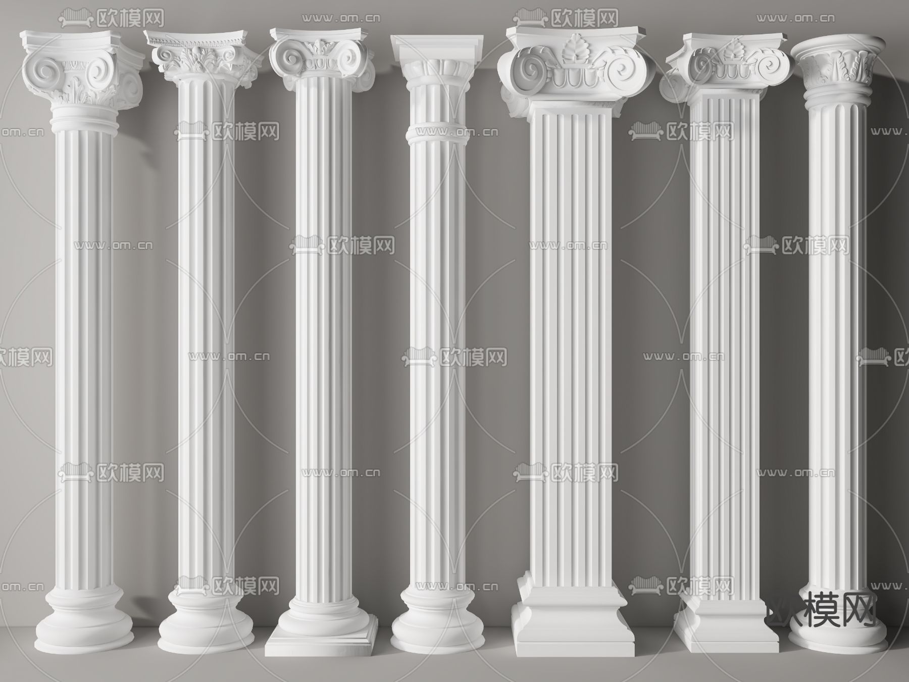 欧式柱子 罗马柱 石膏柱3d模型下载