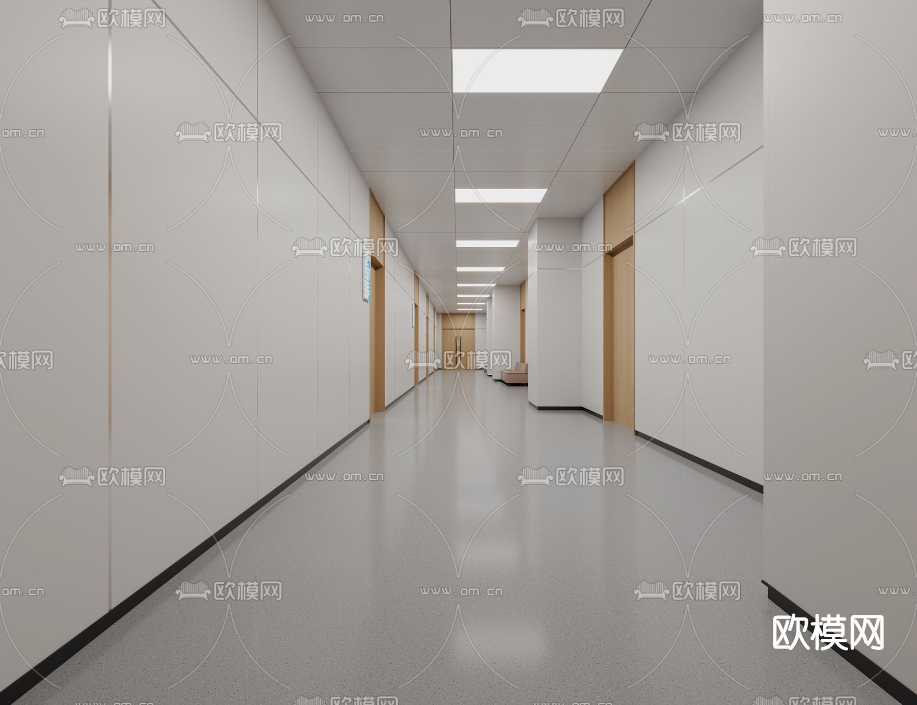 医院大厅 过道3d模型下载（渲染图3）