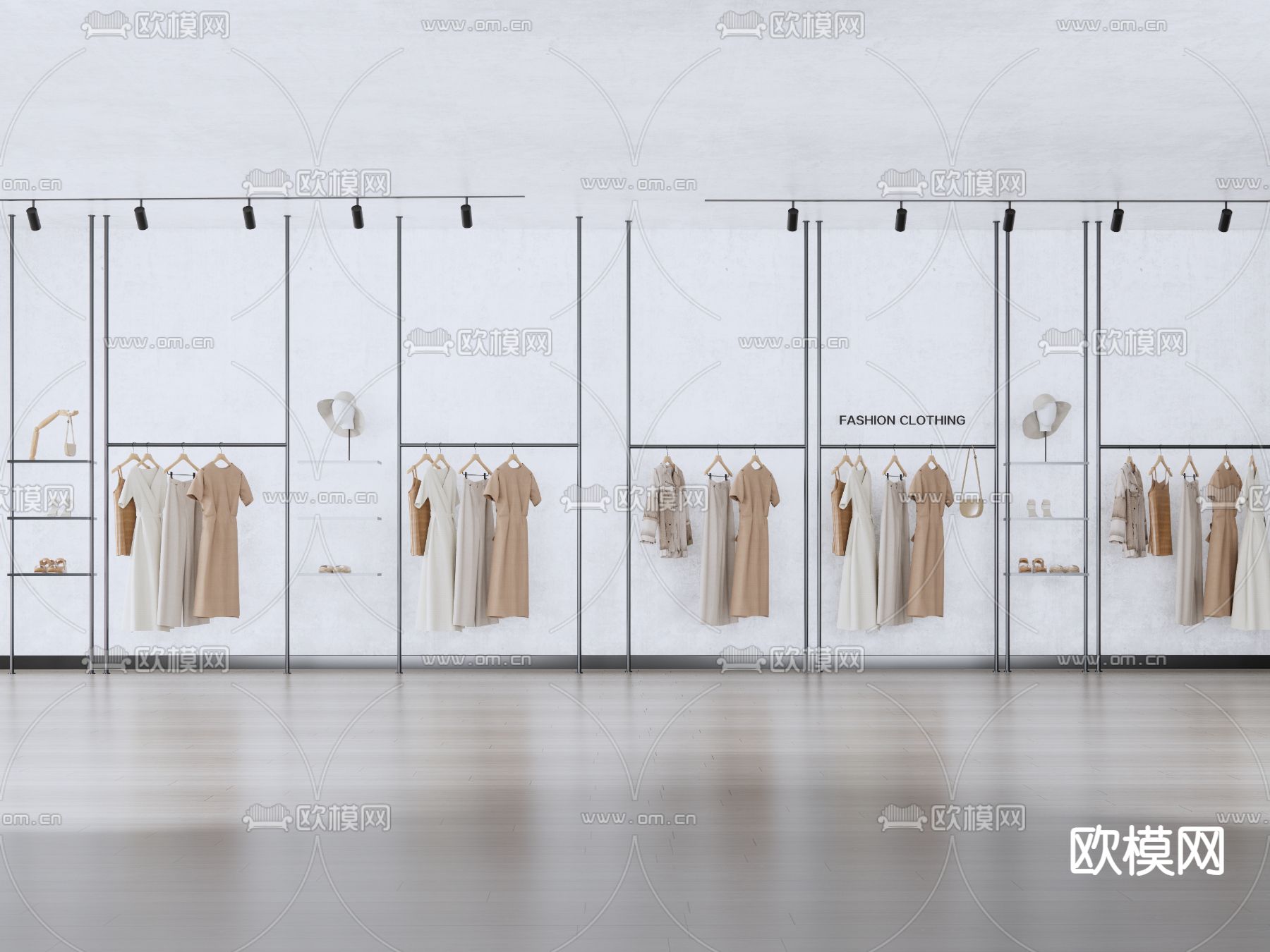 侘寂风服装店 挂衣架su模型