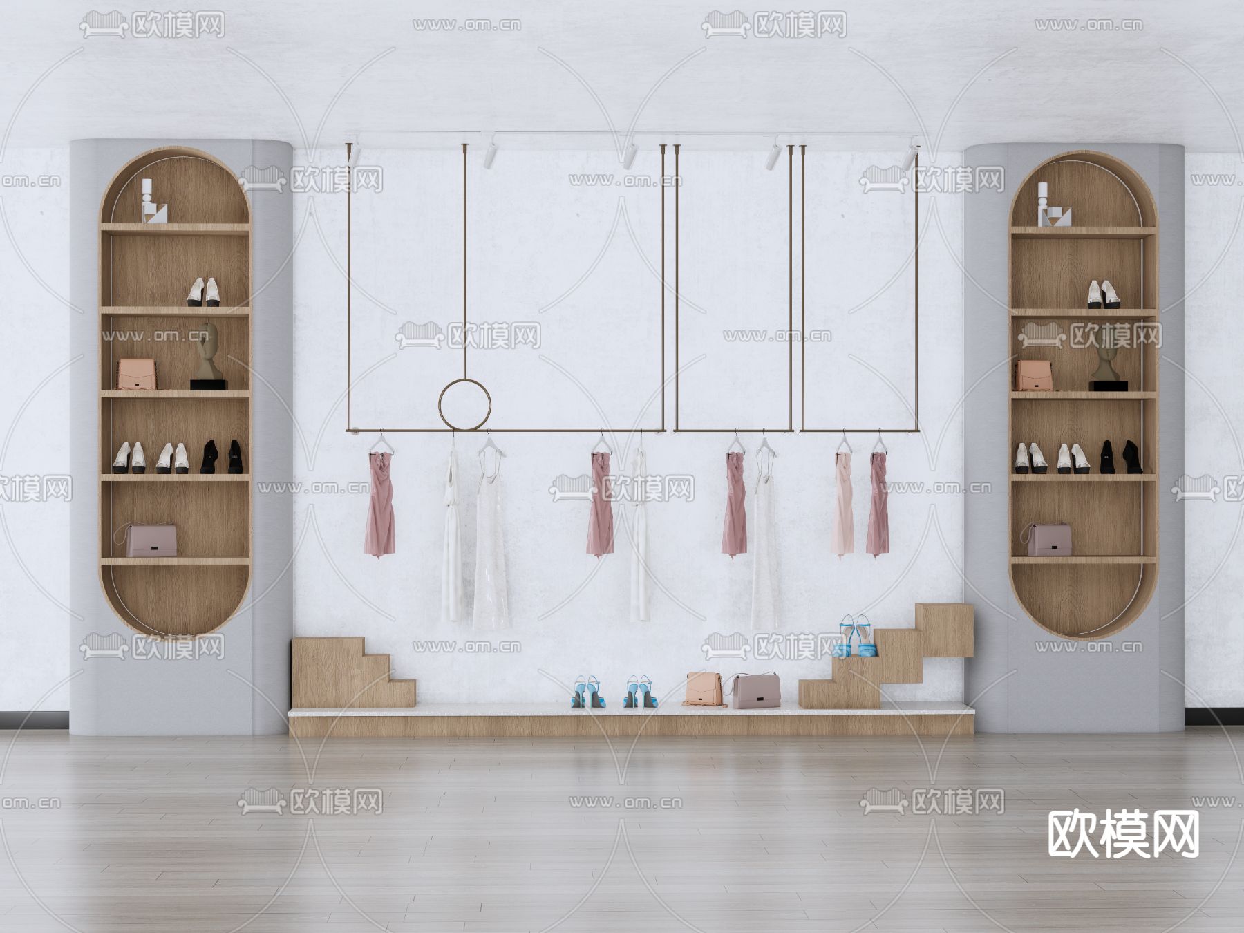 服装展墙 展柜su模型