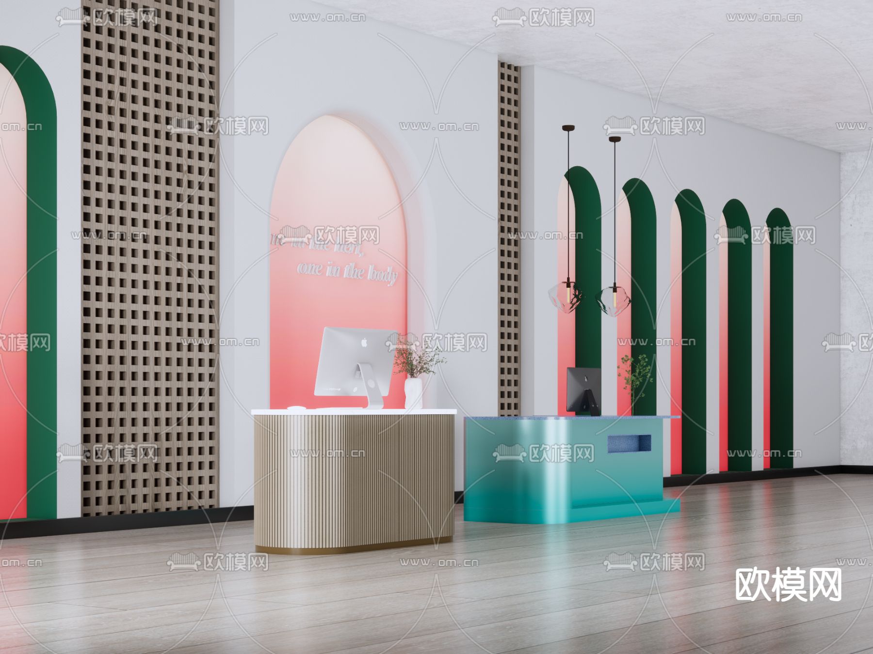 现代收银台 前台 服务台su模型