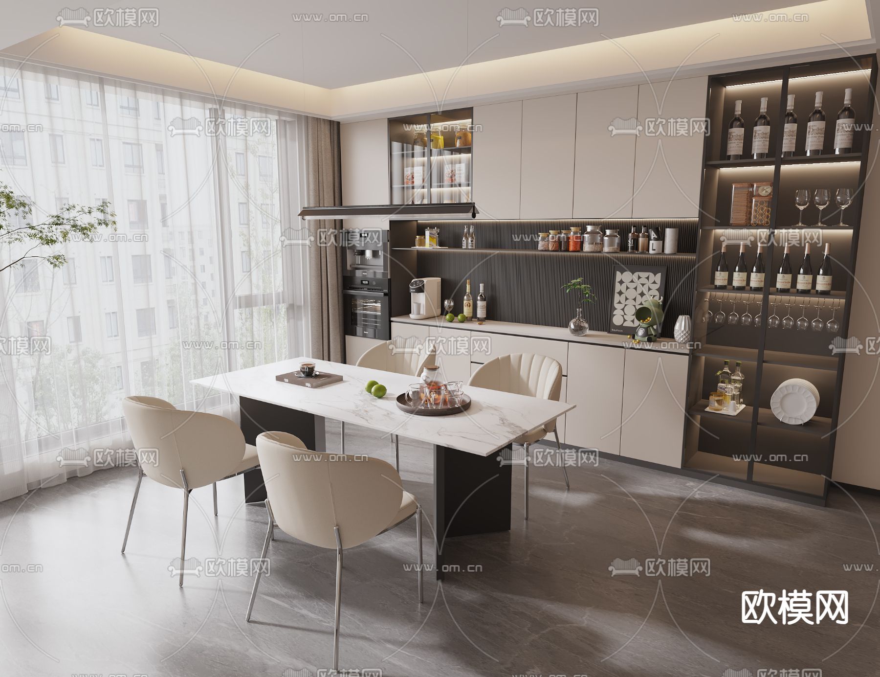 现代餐厅3d模型下载