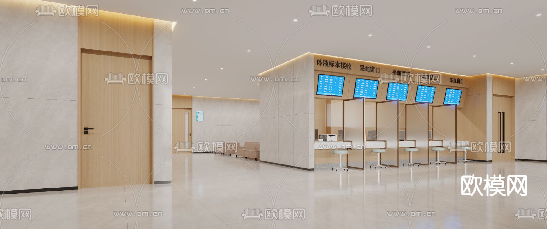 医院大厅 过道3d模型下载（渲染图2）