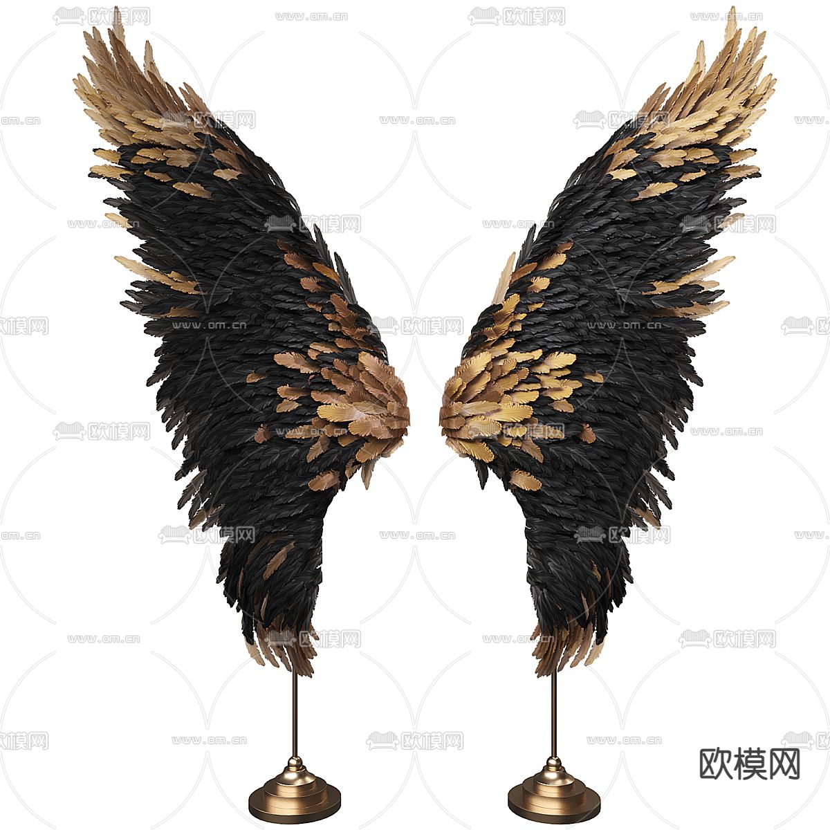 羽毛雕塑 翅膀摆件3d模型下载（渲染图4）