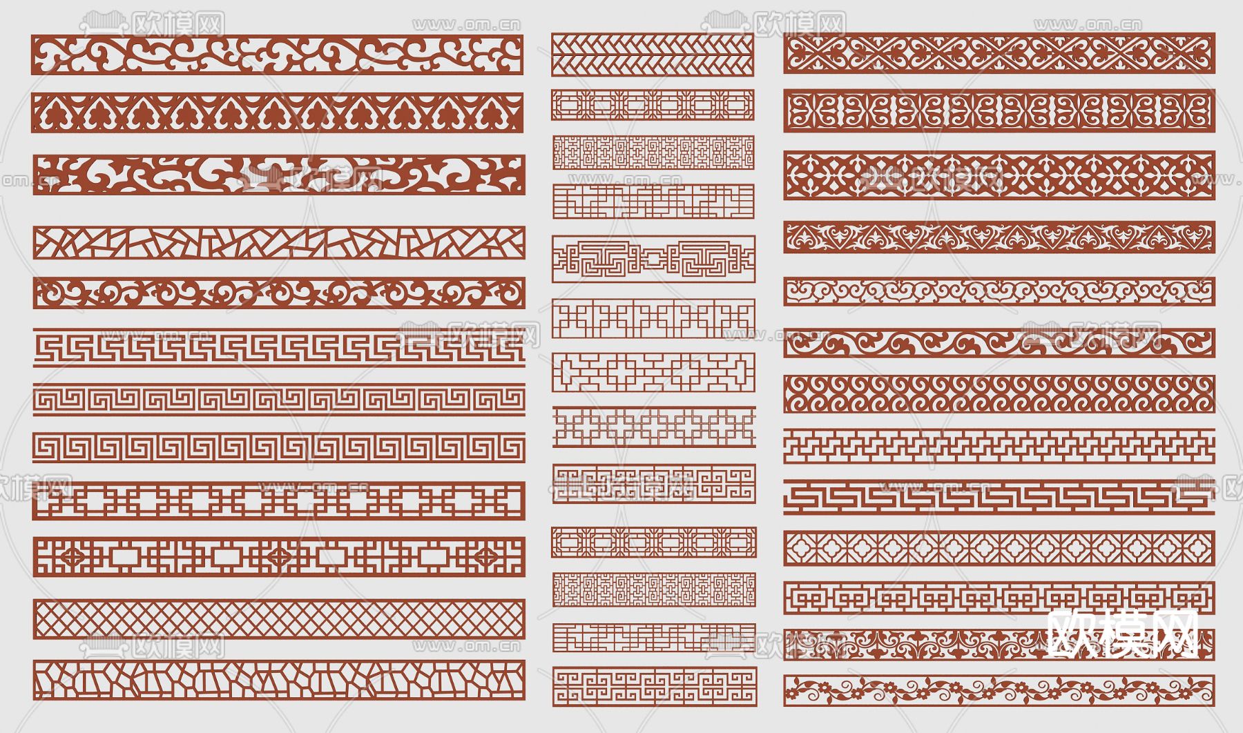 中式雕花 窗花 腰线 线条3d模型下载