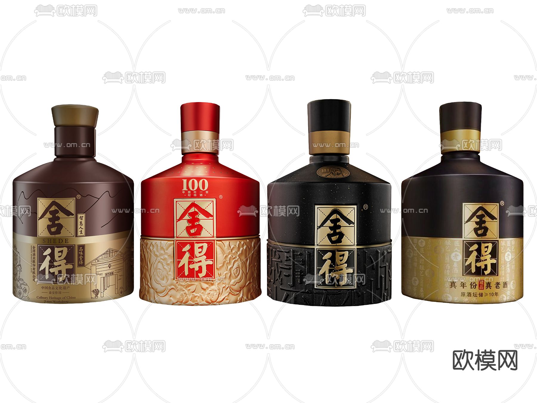 舍得酒 酒瓶 酒坛 白酒su模型下载（渲染图2）