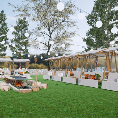  现代商业街su模型 