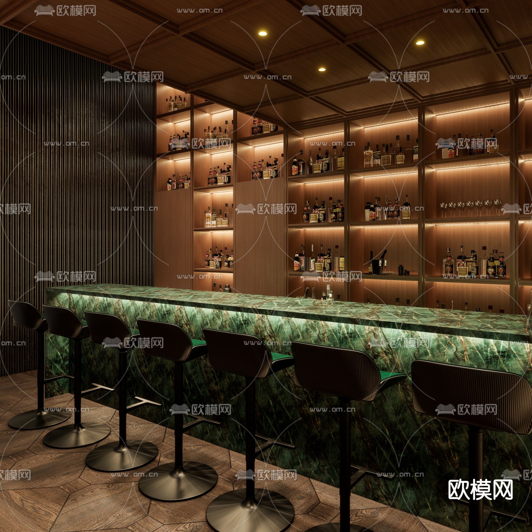 现代酒吧su模型下载（渲染图2）