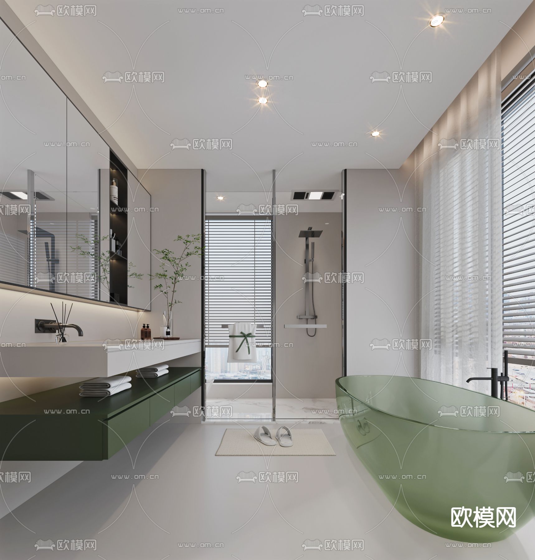 现代卫生间 浴室su模型下载（渲染图1）