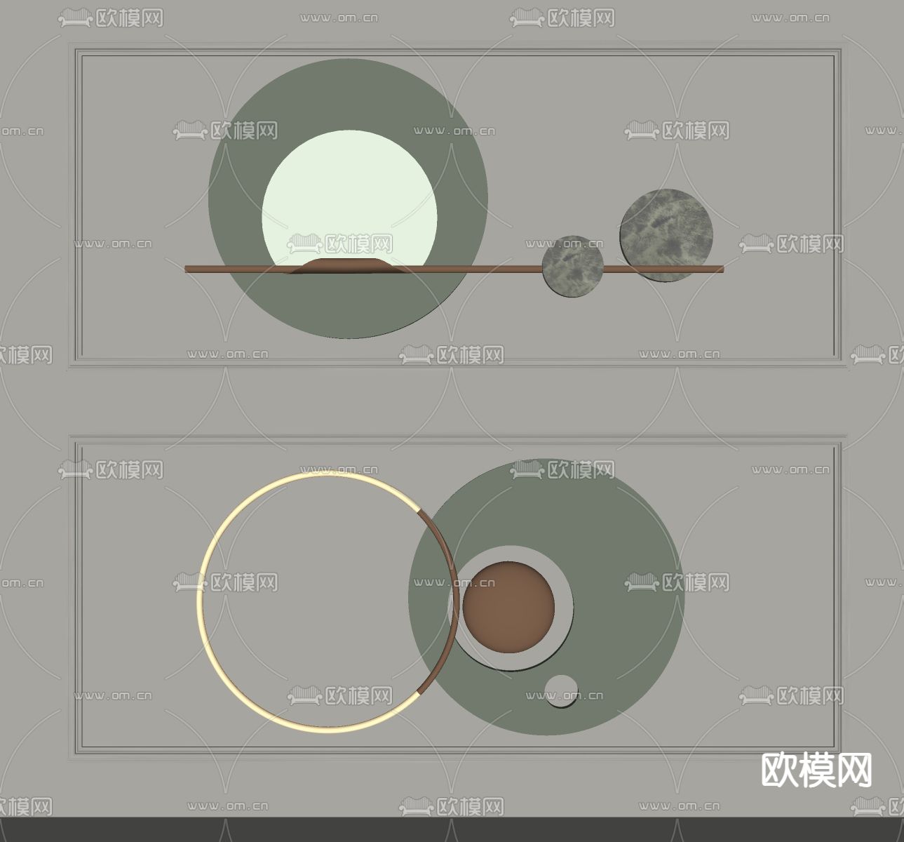 轻奢墙饰挂件su模型下载（渲染图2）