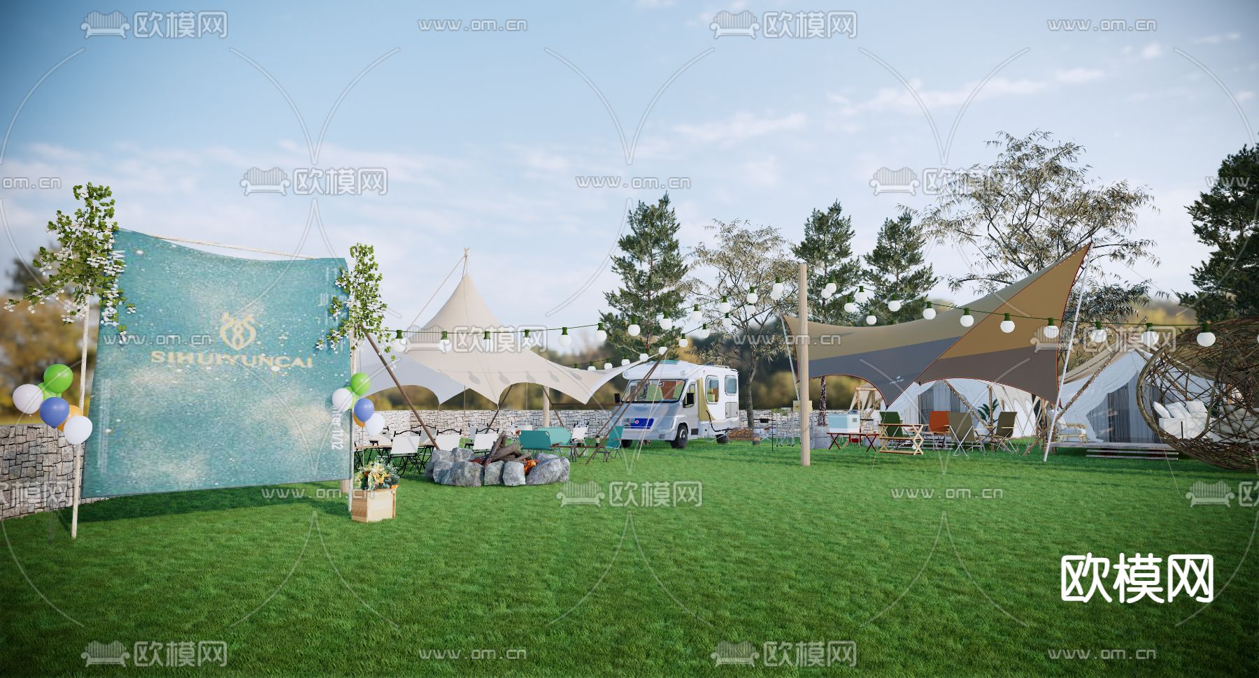 露营景观公园su模型