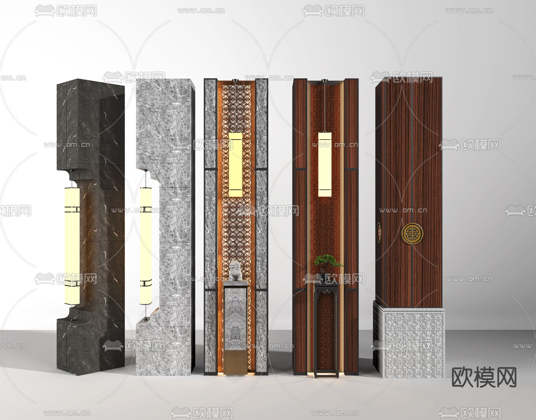 中式柱子 造型柱3d模型下载（渲染图1）