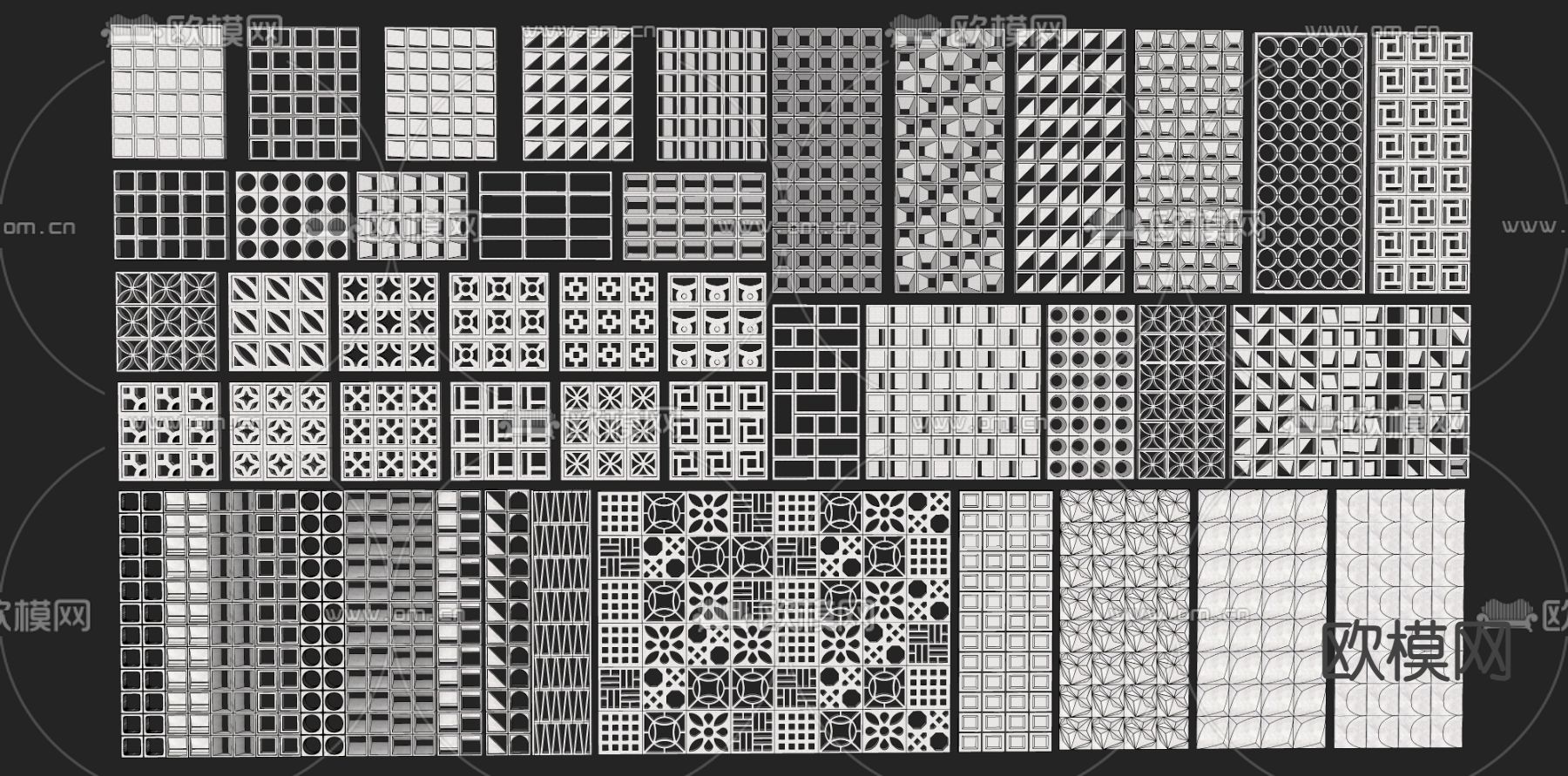 水泥砖隔断 预制砖su模型下载（渲染图2）